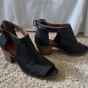 Lucky Brand Black Cutout Heeled Boots